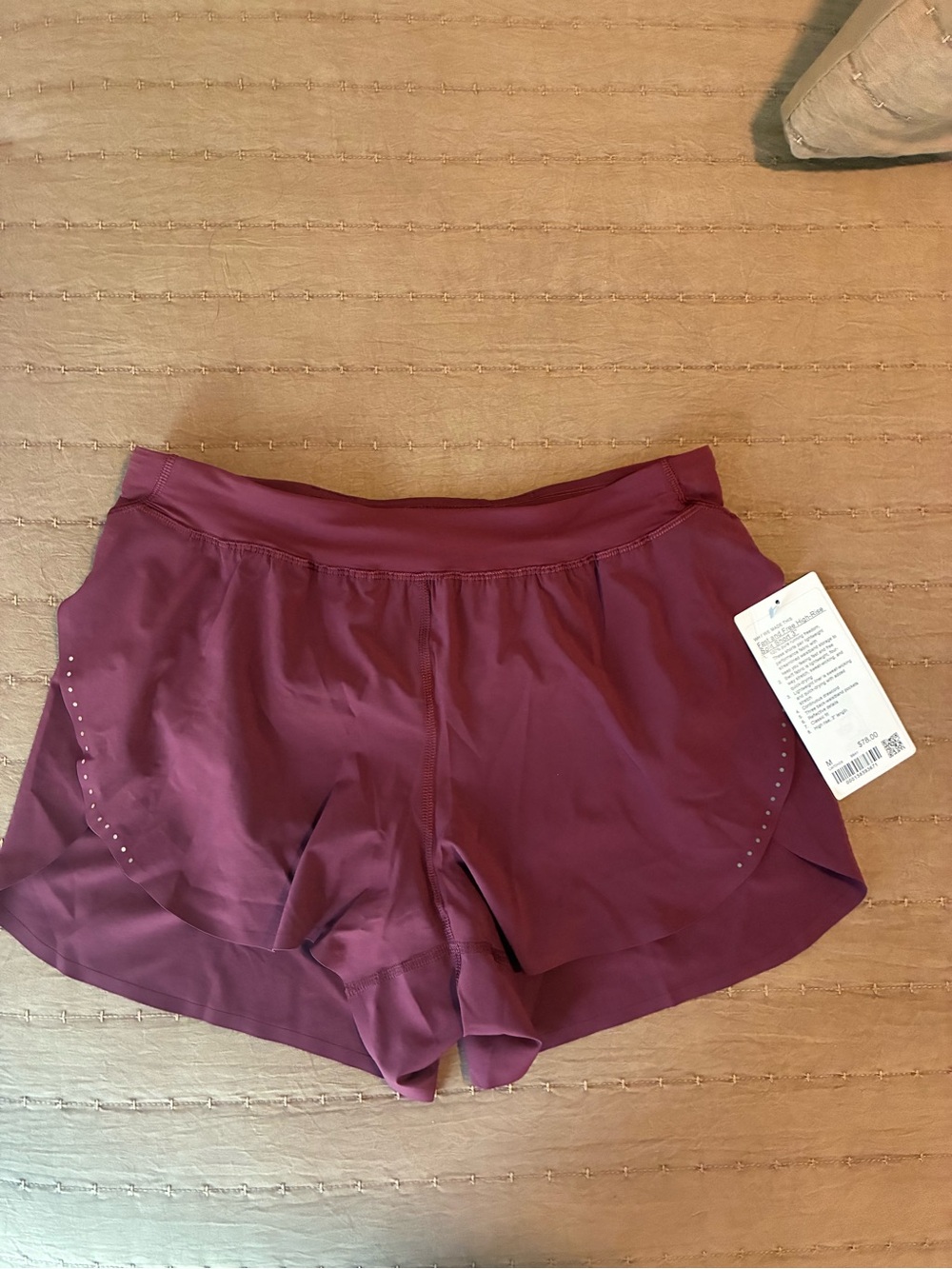 lululemon athletica Wine-Colored Women's Athletic Shorts with Reflective Dots
